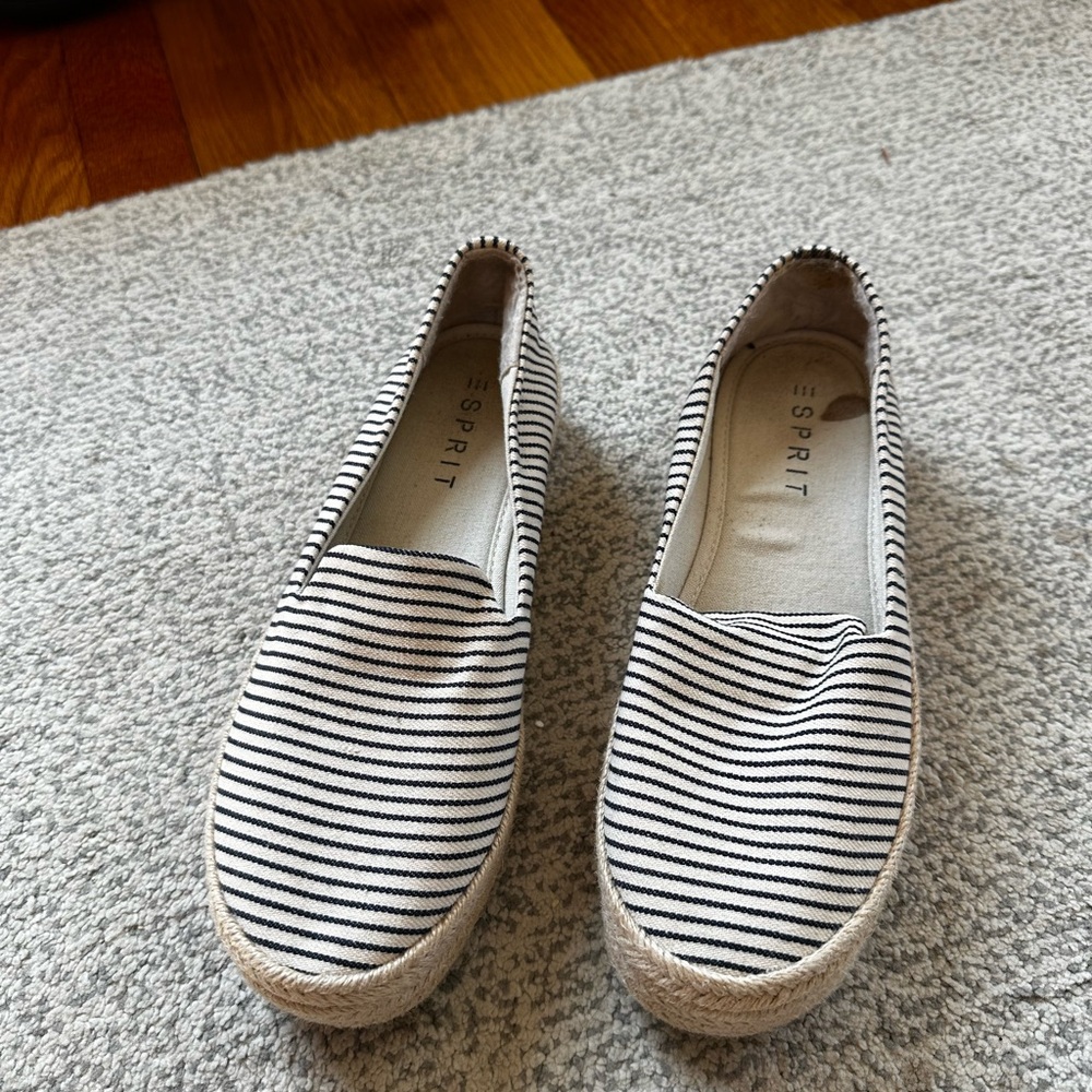 Esprit Striped Espadrilles in Black and White